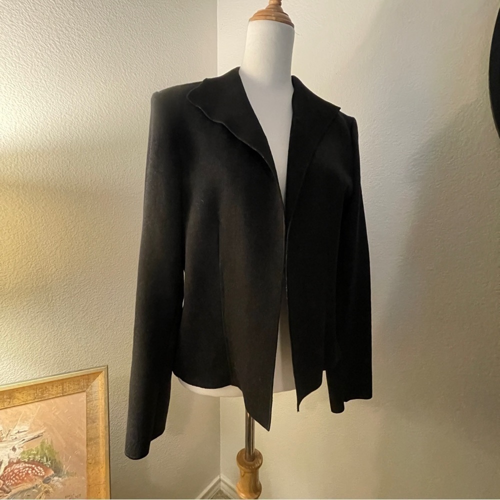 Covington Felted Wool-Blend  Open Front Jacket Black | size 12